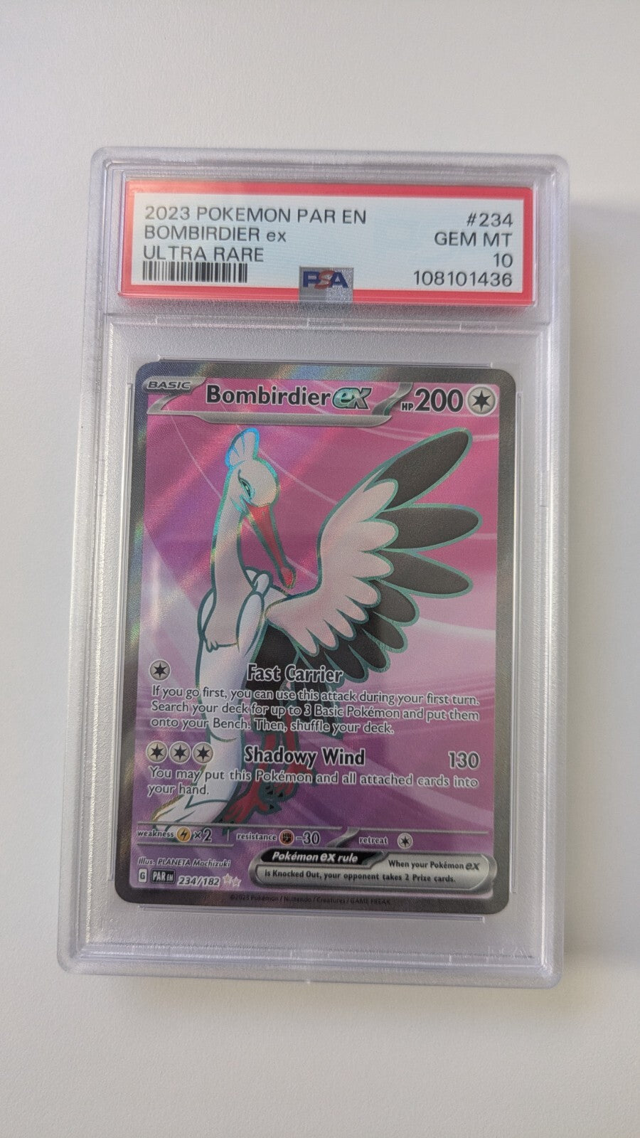 Bombirdier ex 234/182 Ultra Rare PSA 10 Pokmon TCG Paradox Rift EN Bombirdier ex 234/182 Ultra Rare PSA 10 Pokmon TCG Paradox Rift EN