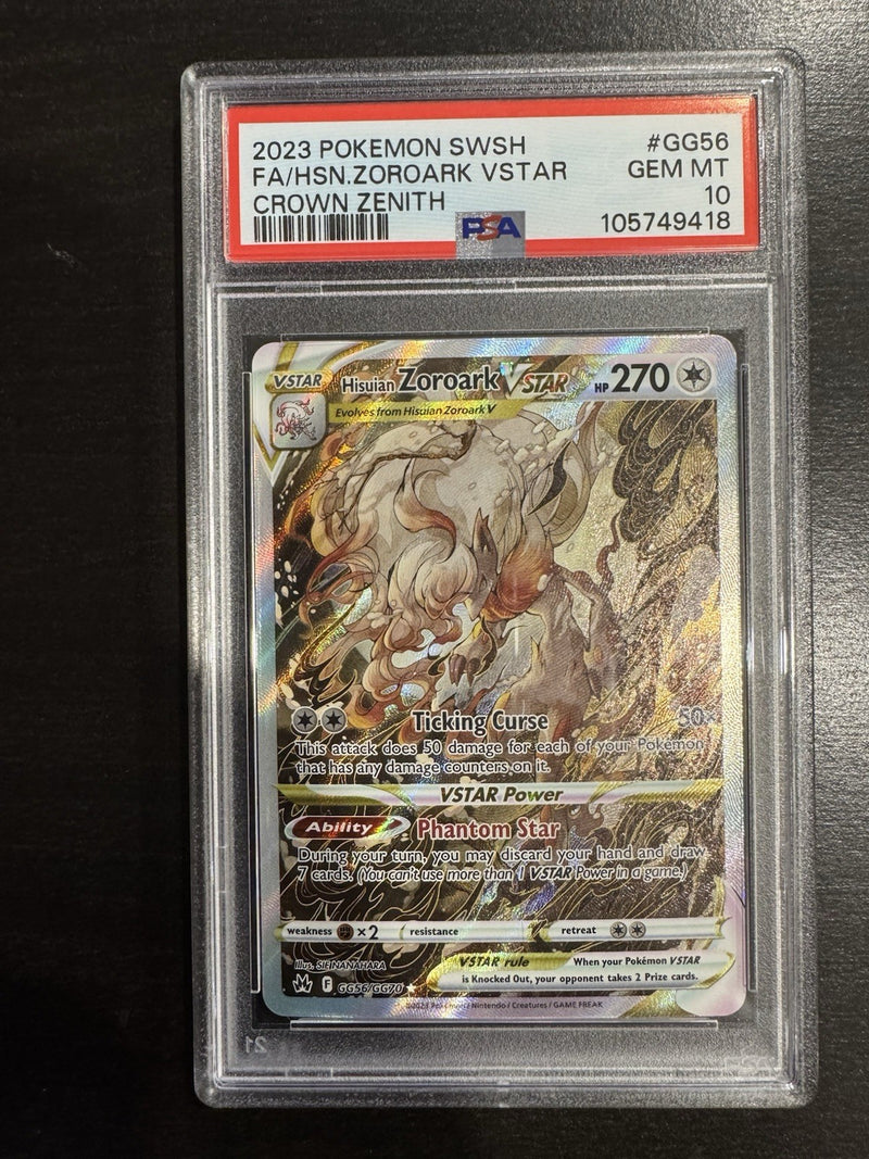 2023 POKEMON SWSH CROWN ZENITH FA HISUIAN ZOROARK VSTAR #GG56 - PSA 10