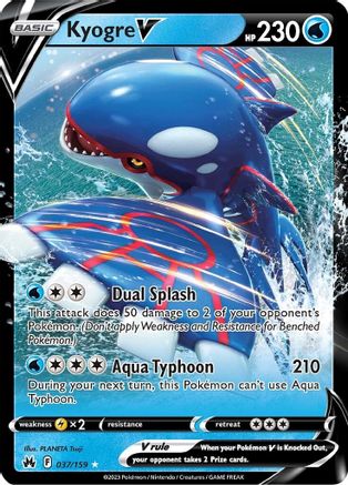Kyogre V 037/159 Ultra Rare Crown Zenith Pokemon TCG - NM/M