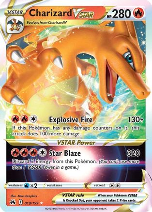 Charizard V Star 19/159 Pokemon Crown Zenith - NM/M