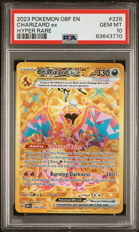 2023 Pokemon Obsidian Flames Charizard ex Hyper Rare 228/197 PSA 10 GEM MINT