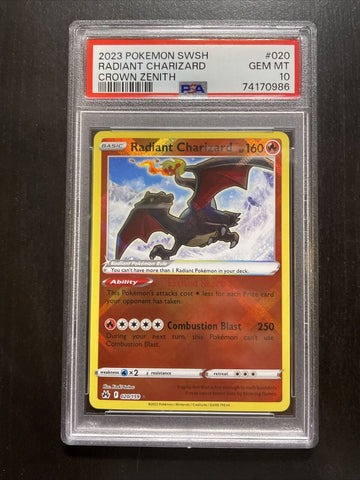 2023 Pokemon SWSH Crown Zenith #020 Radiant Charizard PSA 10 GEM MINT