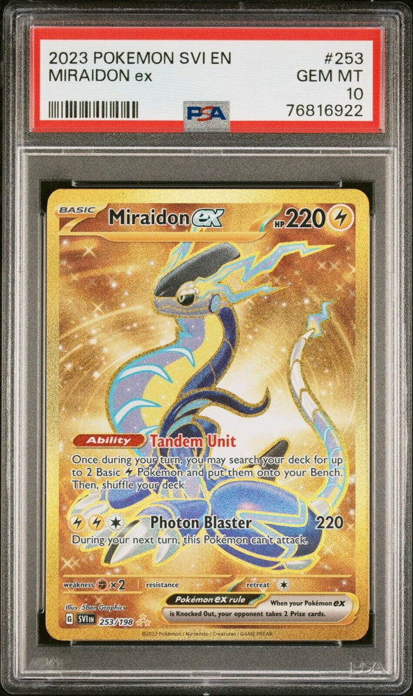 2023 Miraidon ex 253/198 Scarlet & Violet Gold Hyper Rare PSA 10 GEM MT Pokemon