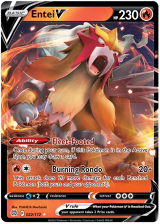 Entei V 022/172 - Brilliant Stars - Pokemon TCG - NM