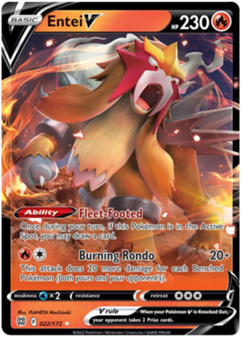 Entei V 022/172 - Brilliant Stars - Pokemon TCG - NM