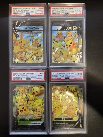 2021 Pokemon SWSH BSP Pikachu V-Union #139 140 141 142 PSA 10 GEM MT
