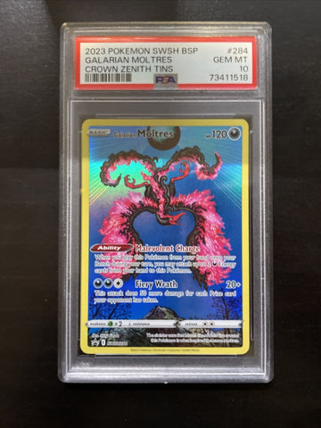 2023 Pokemon SWSH BSP Crown Zenith Tins Galarian Moltres #284 PSA 10 Gem Min