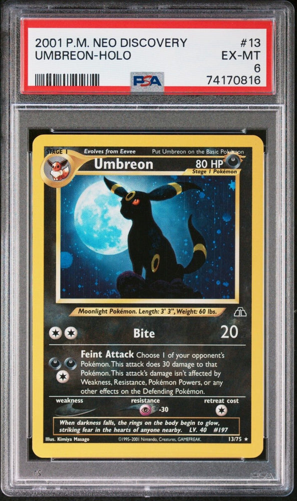Pokemon 2001 Neo Discovery: Umbreon #13 Holo - PSA 6
