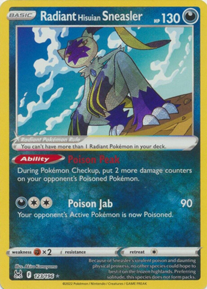 Radiant Hisuian Sneasler - 123/196 - Pokémon Lost Origins - NM or Better