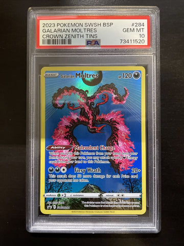 2023 Pokemon SWSH BSP Crown Zenith Tins Galarian Moltres #284 PSA 10 Gem Min
