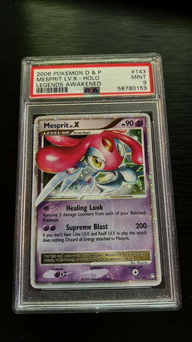 2008 Pokemon DP Legends Awakened Mesprit Lv. X 143/146 PSA 9 Mint holo rare card