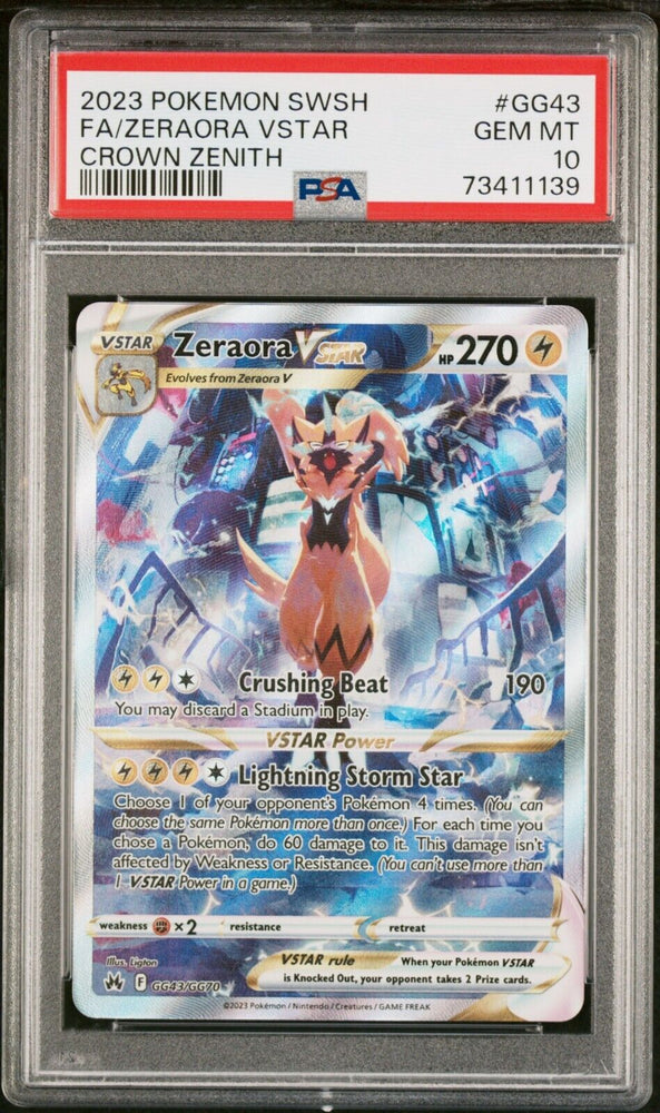 Pokémon TCG Zeraora VSTAR Crown Zenith: Galarian Gallery GG43/GG70 PSA 10