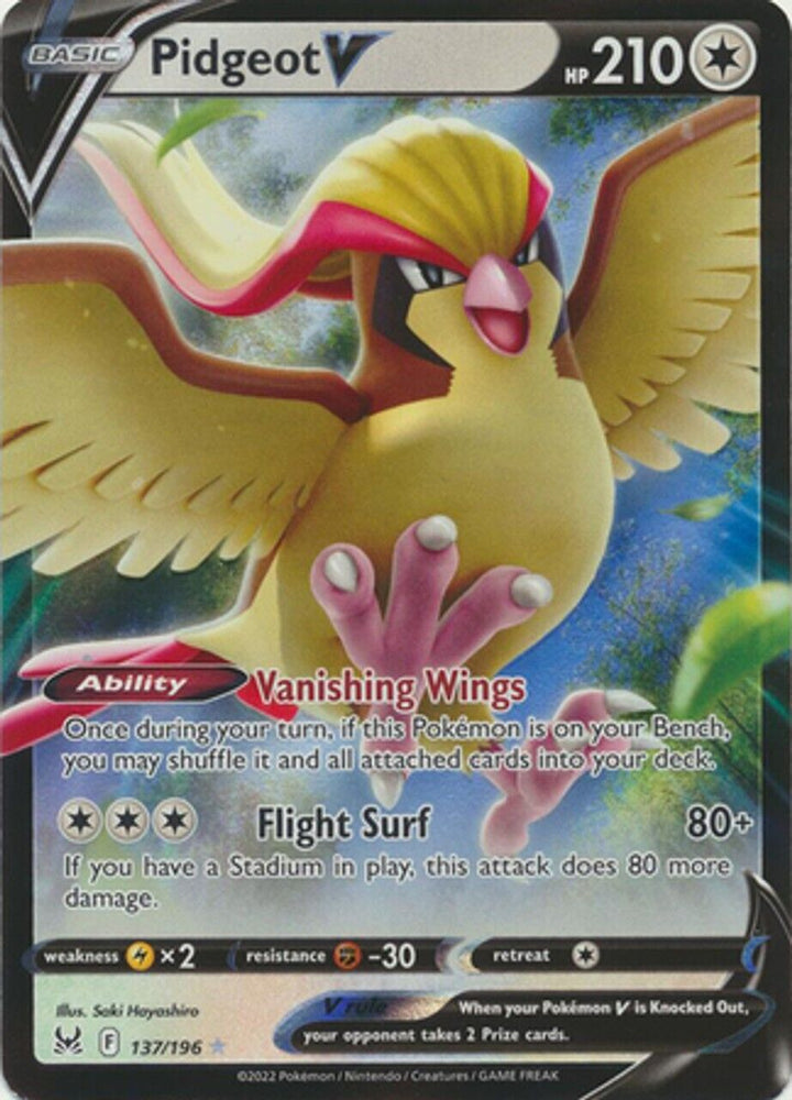 Pidgeot V 137/196 - Pokémon Lost Origins - NM or Better