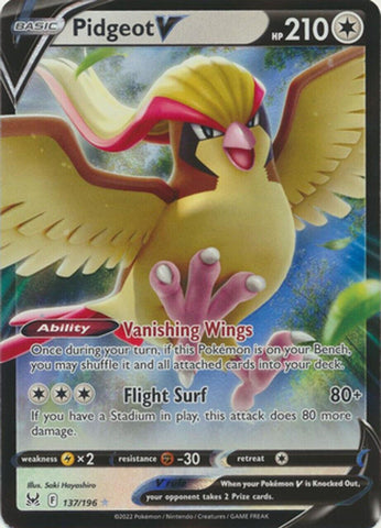 Pidgeot V 137/196 - Pokémon Lost Origins - NM or Better