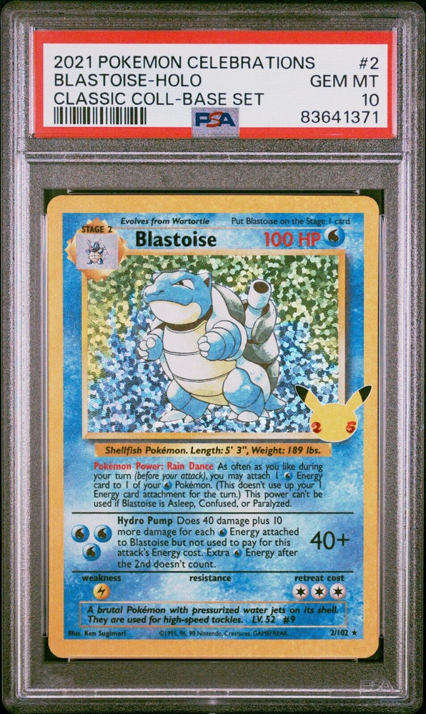 Pokemon Celebrations Blastoise 2/102 - Holo Rare (Classic Collection) PSA 10