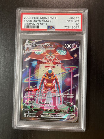 2023 Pokémon SWSH Crown Zenith GG45/GG70 Full Art Deoxys Vmax PSA 10 GEM MINT