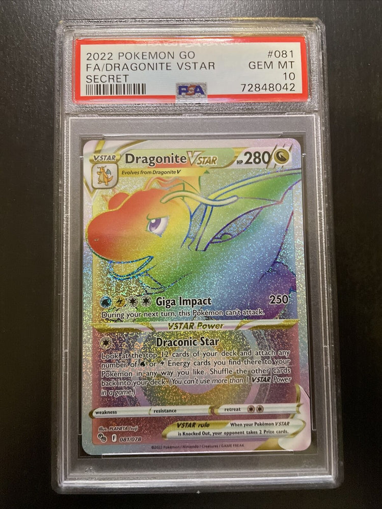 Pokemon Pokemon Go - DRAGONITE VSTAR - SECRET RARE - 081/078 - PSA 10