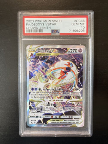 2023 Pokémon SWSH Crown Zenith GG46/GG70 Full Art Deoxys Vstar PSA 10 GEM MINT