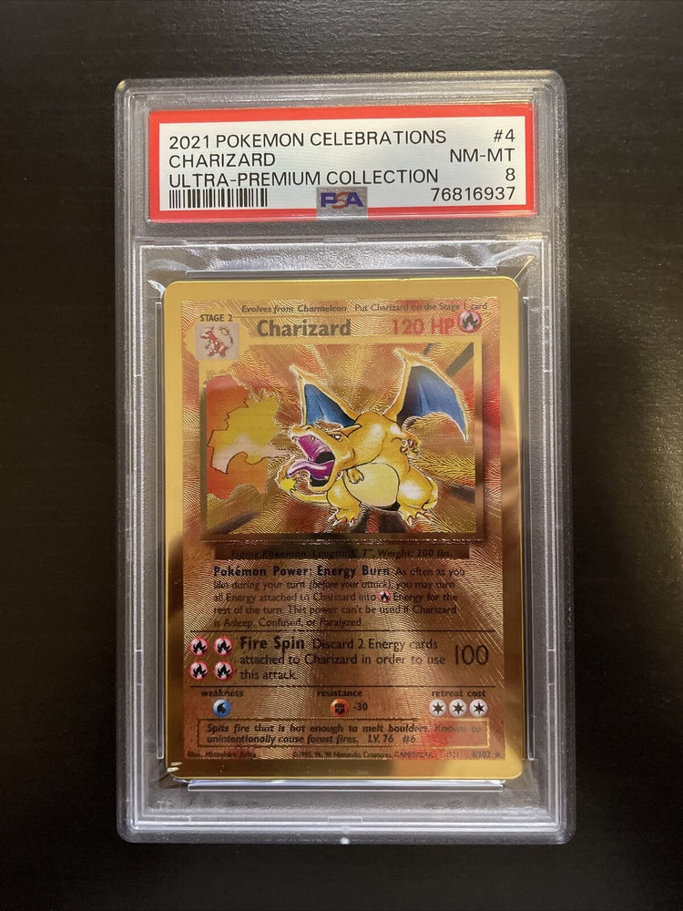 PSA 8 Charizard 4/102 Gold Metal Celebrations Ultra Premium Collection Pokemon