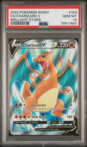 2022 Pokemon SWSH Brilliant Stars Charizard V Full Art #153 PSA 10