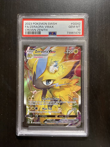 2023 Pokemon SWSH Zeraora VMAX GG42 Crown Zenith PSA 10 Gem Mint