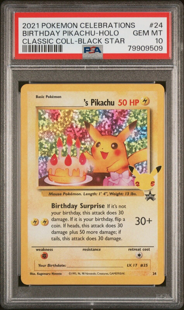 PSA 10 Birthday Pikachu Celebrations 24 Classic Collection Promo Pokemon TCG