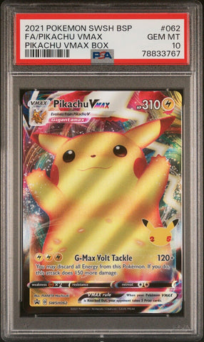 Pokemon Celebrations Promo 062 Pikachu Vmax Box FA PSA 10 Gem Mint