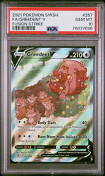 Pokemon PSA 10 Greedent V Fusion Strike 257/264 Holo Alt Art Gem Mint