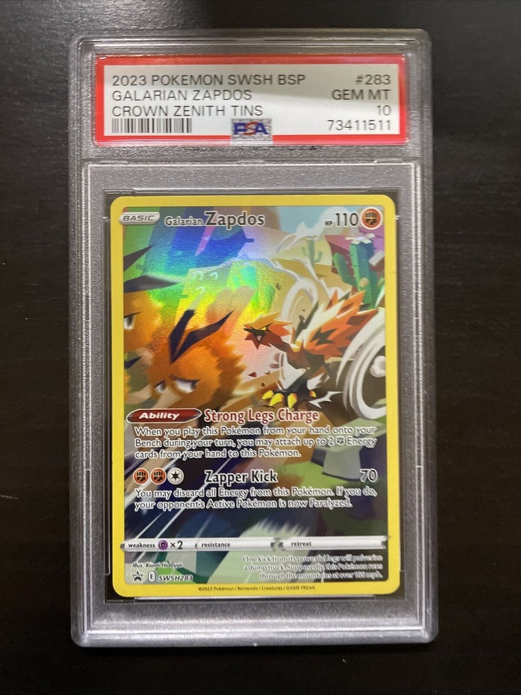 2023 Pokemon SWSH BSP Crown Zenith Tins Galarian Zapdos #283 PSA 10 Gem Mint