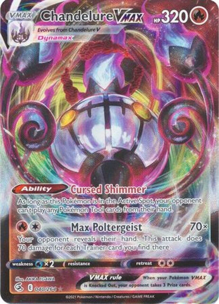 Chandelure Vmax 040/264 - Holo Rare Vmax Card - Fusion Strike - NM