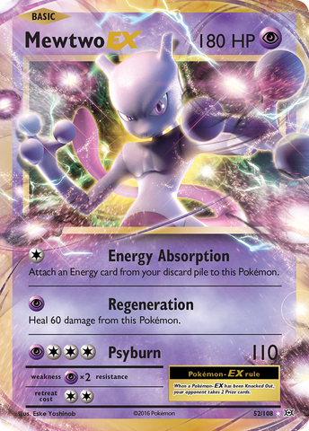 Mewtwo EX 52/108 Holo TCG Pokemon XY Evolutions Ultra Rare NM