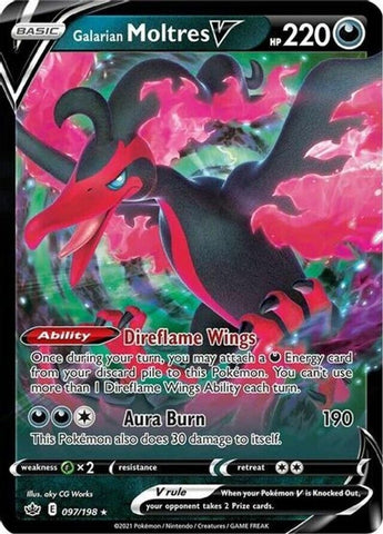 2021 Pokémon SWSH Chilling Reign 097 Full Art Galarian Moltres V