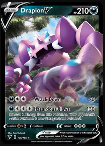 Drapion V Ultra Rare - 106/185 Pokemon Vivid Voltage - NM or Better