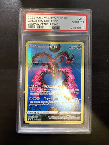 2023 Pokemon SWSH BSP Crown Zenith Tins Galarian Moltres #284 PSA 10 Gem Min