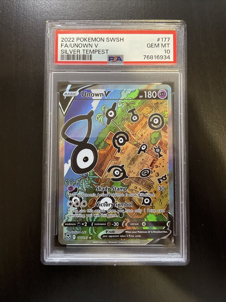 2022 Pokemon Silver Tempest Unown V Full Alternate Alt Art 177/195 PSA 10