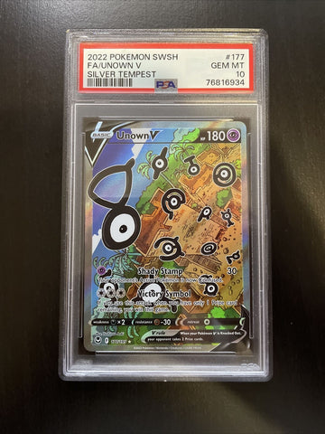 2022 Pokemon Silver Tempest Unown V Full Alternate Alt Art 177/195 PSA 10
