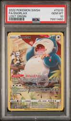 PSA 10 Pokemon Card - Snorlax TG10/TG30 Alt Art - Sword & Shield Lost Origin