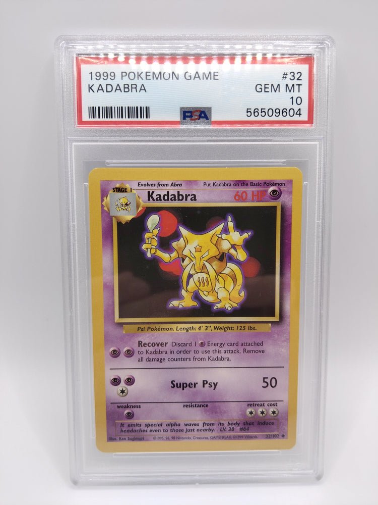 kadabra pokemon card 1995 value PSA 10- Gem Mint - Kadabra - 32/102